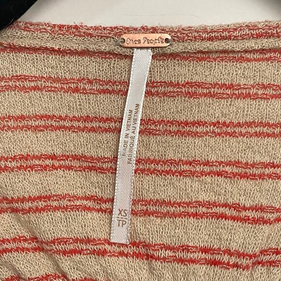 Free People XS stripe floral tank top summer beach cream bohemian boho casual - Picture 4 of 8